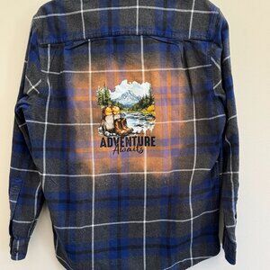 Upcycled Flannel Amazon Basics - Adventure Awaits - Size Medium